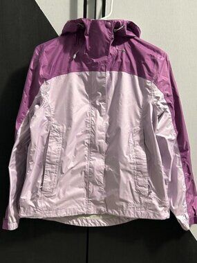 L.L.Bean Trail Model Purple Color Block Hooded Rain Jacket Women's Size XSP